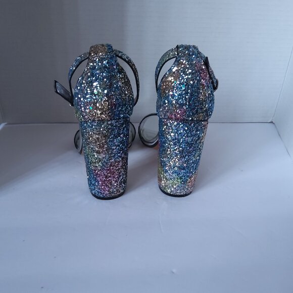 STEVE MADDEN MULTI COLOR GLITTER SANDALS - Picture 3 of 4